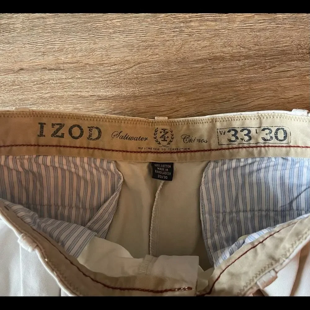 Izod Saltwater Chinos 33x30 Tan
